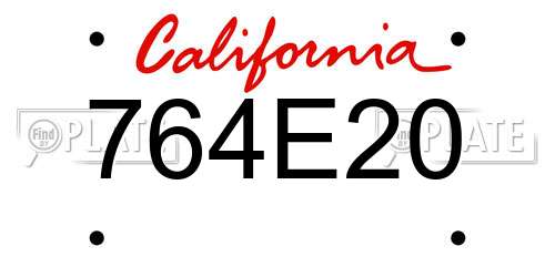 764E20 California License Plate