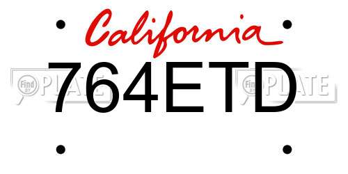 764ETD California License Plate