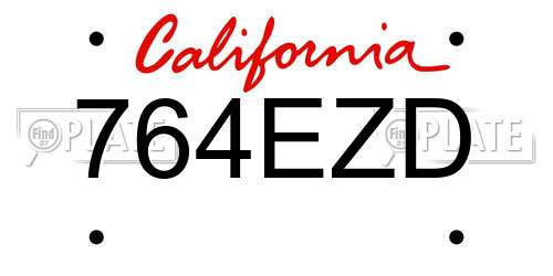 764EZD California License Plate