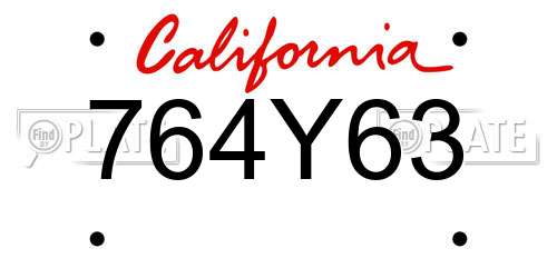 764Y63 California License Plate