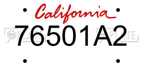 76501A2 California License Plate