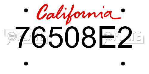 76508E2 California License Plate