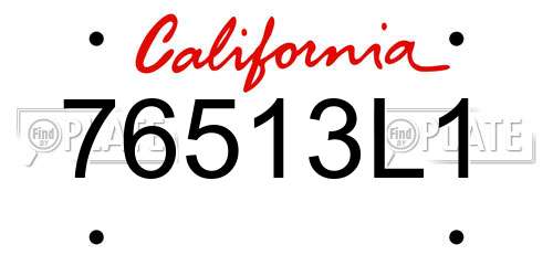 76513L1 California License Plate