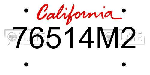 76514M2 California License Plate