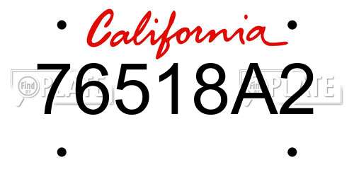76518A2 California License Plate