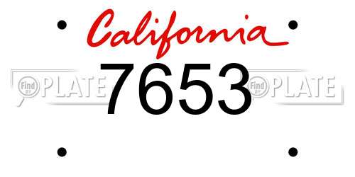 7653 California License Plate