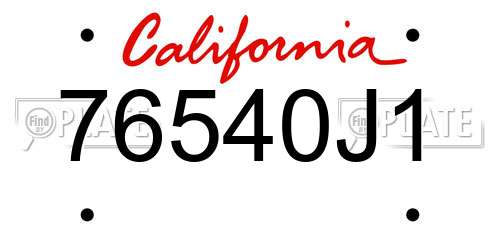 76540J1 California License Plate