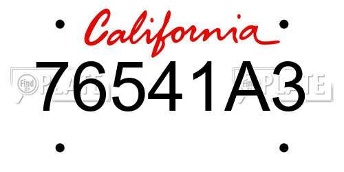 76541A3 California License Plate