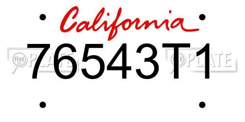 76543T1 California License Plate