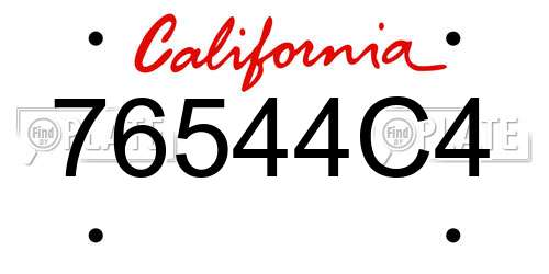 76544C4 California License Plate