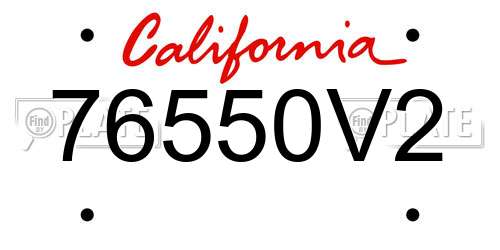 76550V2 California License Plate