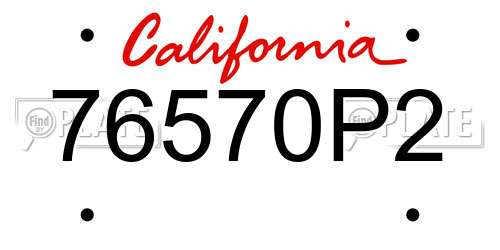 76570P2 California License Plate