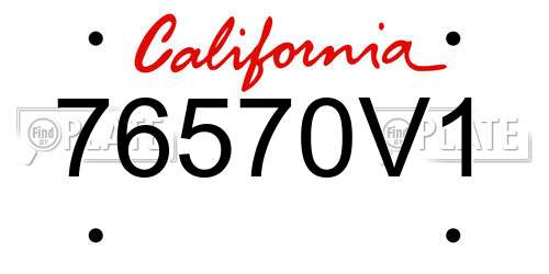 76570V1 California License Plate