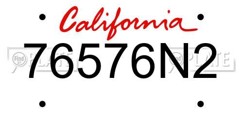 76576N2 California License Plate