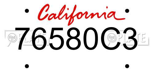 76580C3 California License Plate