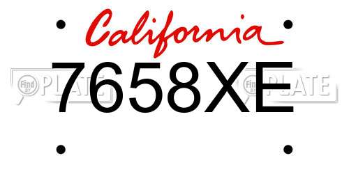 7658XE California License Plate