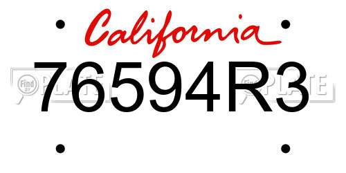 76594R3 California License Plate
