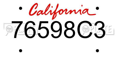 76598C3 California License Plate