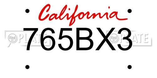 765BX3 California License Plate