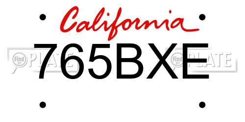 765BXE California License Plate