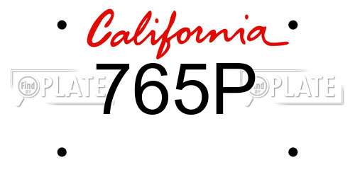 765P California License Plate