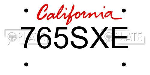 765SXE California License Plate