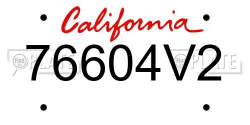 76604V2 California License Plate
