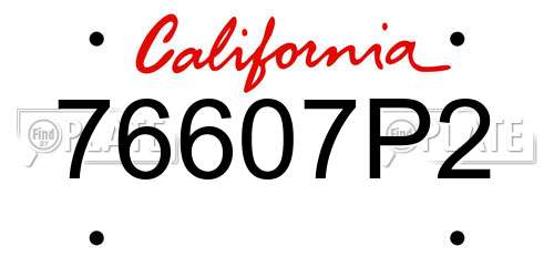 76607P2 California License Plate