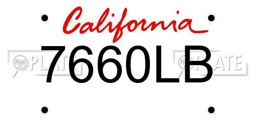 7660LB California License Plate