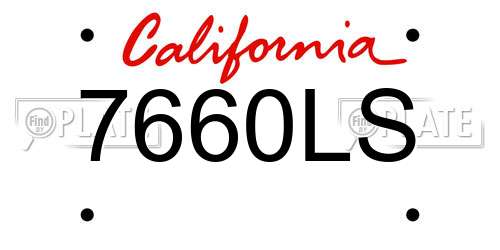 7660LS California License Plate