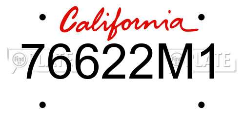 76622M1 California License Plate