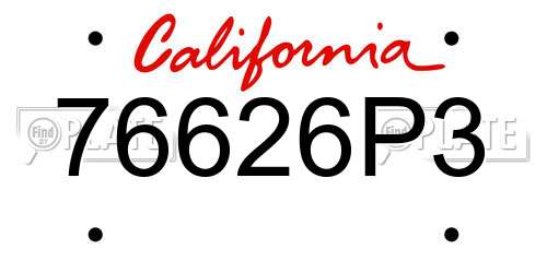 76626P3 California License Plate