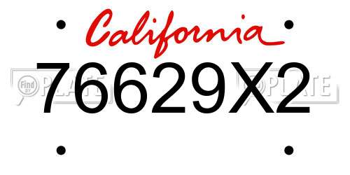 76629X2 California License Plate
