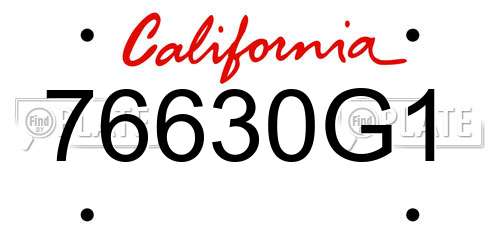 76630G1 California License Plate
