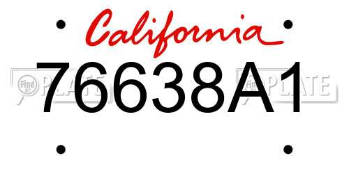 76638A1 California License Plate