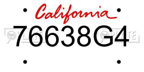 76638G4 California License Plate
