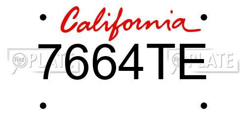 7664TE California License Plate