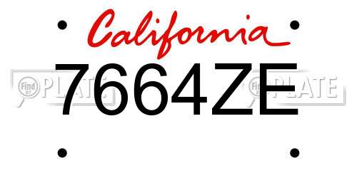 7664ZE California License Plate