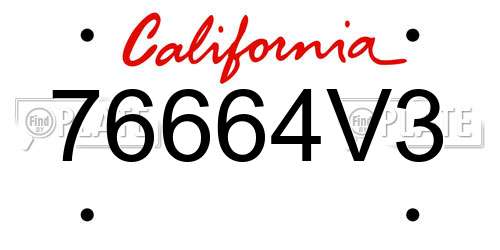 76664V3 California License Plate