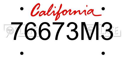 76673M3 California License Plate