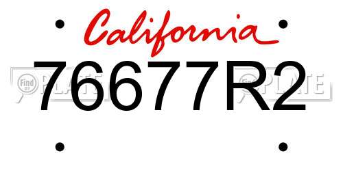 76677R2 California License Plate