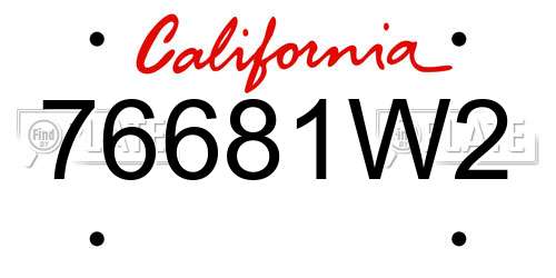 76681W2 California License Plate