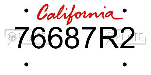 76687R2 California License Plate