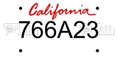 766A23 California License Plate