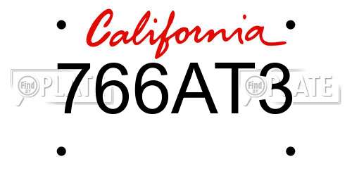 766AT3 California License Plate