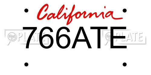 766ATE California License Plate
