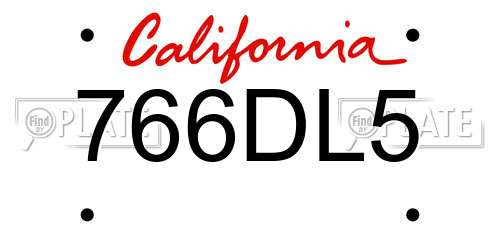 766DL5 California License Plate