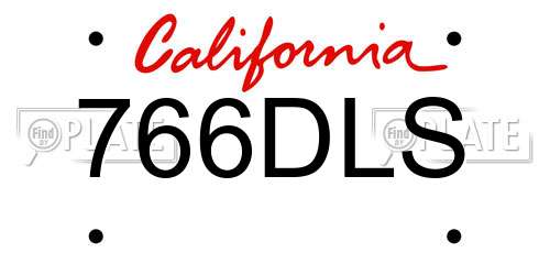 766DLS California License Plate