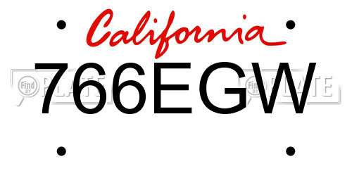 766EGW California License Plate