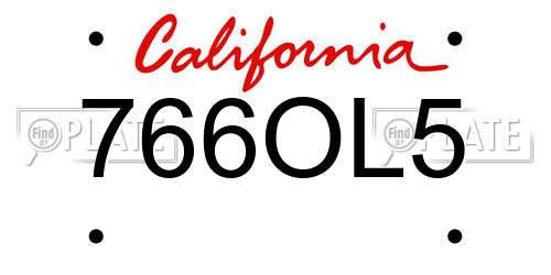 766OL5 California License Plate
